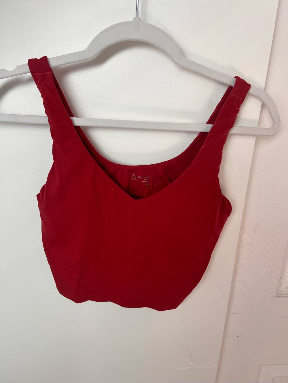 aerie Red Scoop-Neck Crop Tank